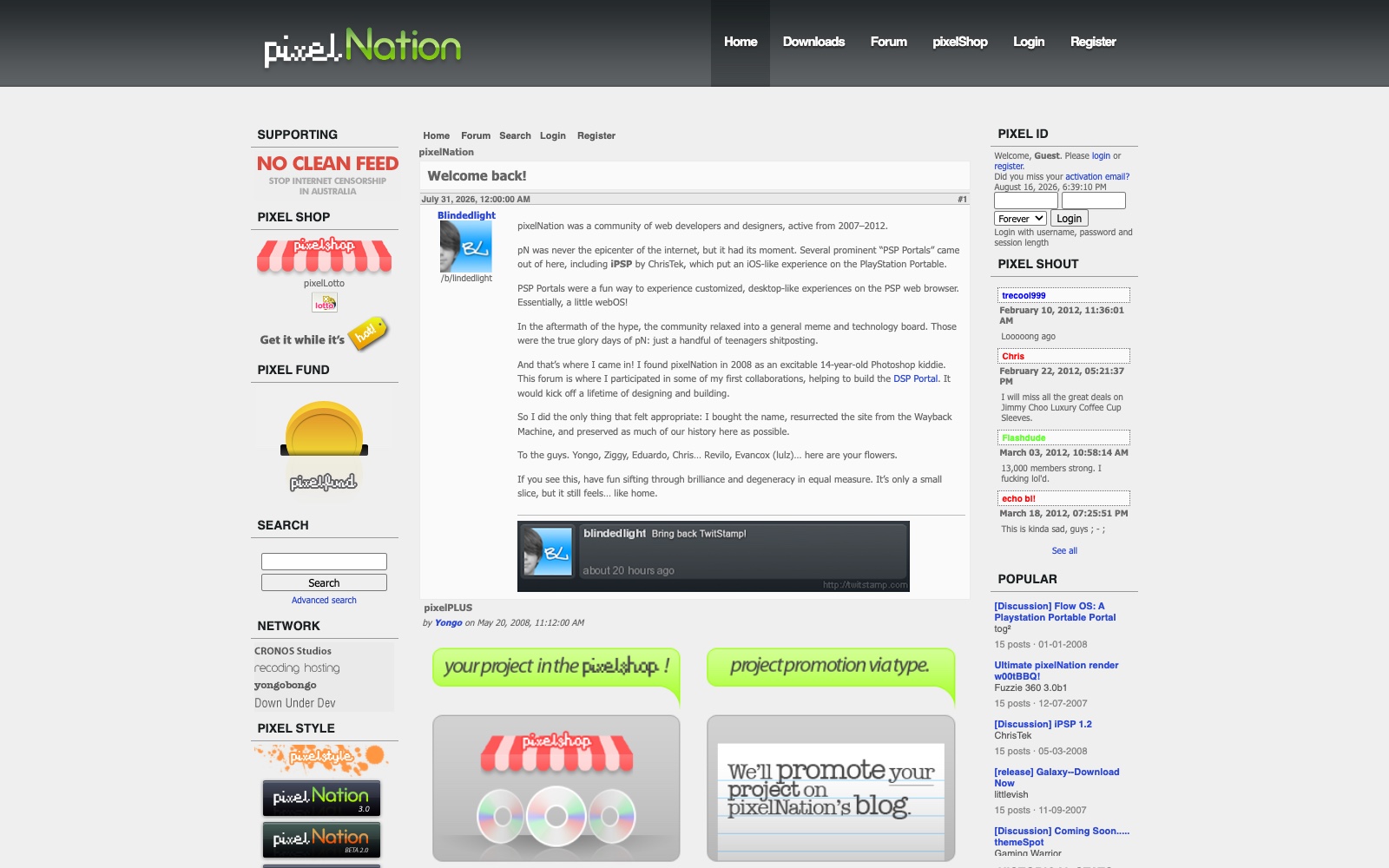 pixelNation front page